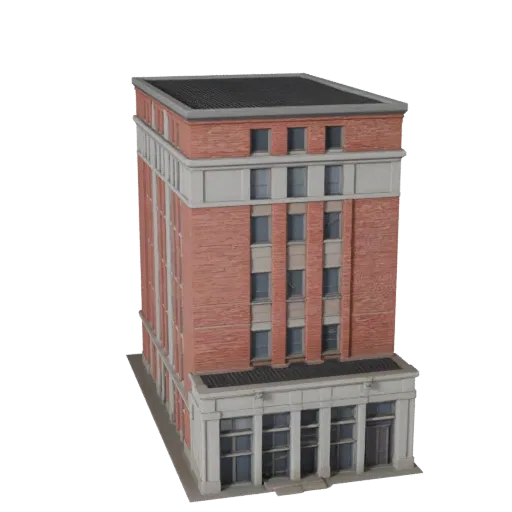 Townhouse Unreal Engine-ready 3D model, Unreal Engine viewport, showing residential building materials and architectural deta