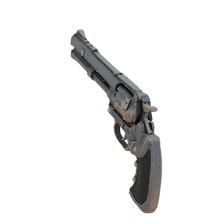 Un rendering 3D dettagliato di un revolver in stile steampunk con intricati dettagli meccanici e finitura metallica usurata,