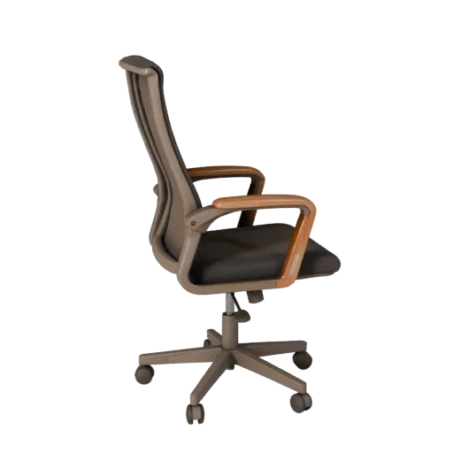Modern Office Chair 3D model, office, three-quarter front view, Unreal Engine viewport, wood detail.