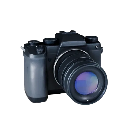 Action Instant Camera High Poly 3D model, close-up studio render, showing textured grips, lens barrels.