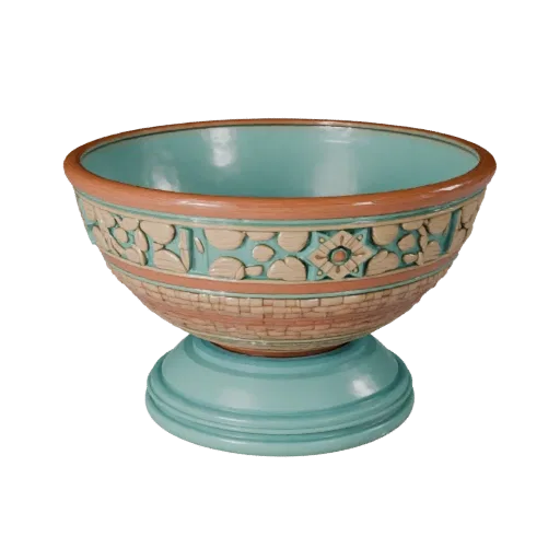 Boho Decor Bowl Product Viz 3D model, living room, three-quarter studio product render, ceramic detail.