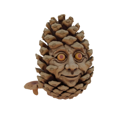 Whimsical Pinecone Character with Mushroom