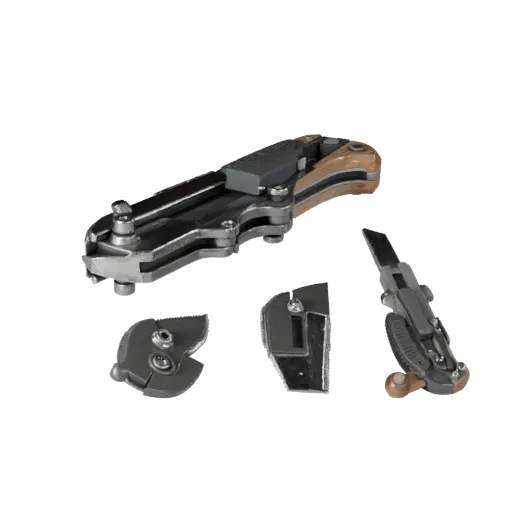 Vintage Utility Knife Product Viz 3D model, three-quarter studio product render, showing painted metal, form detail.