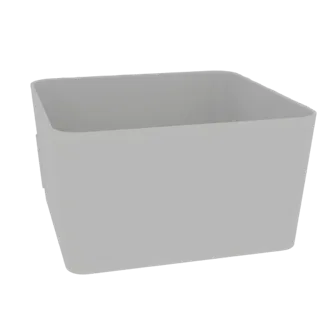 A light gray, minimalist square planter pot with clean lines and a smooth finish, shown from a slightly elevated side angle.