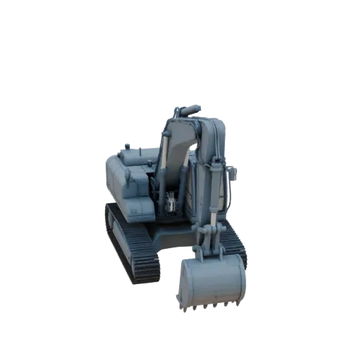 Roadwork Excavator Printable 3D model, isometric STL render, showing painted steel, large mechanical silhouettes.
