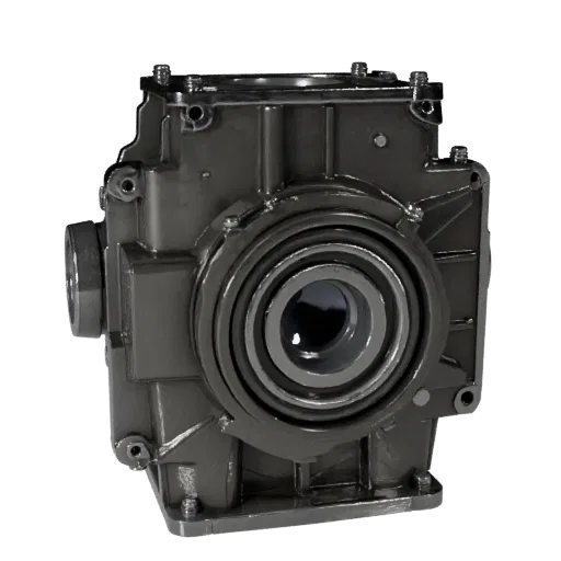 Sealed Gearbox Housing Modular 3D model, isometric modular kit view, showing machined metal, precise part geometry.