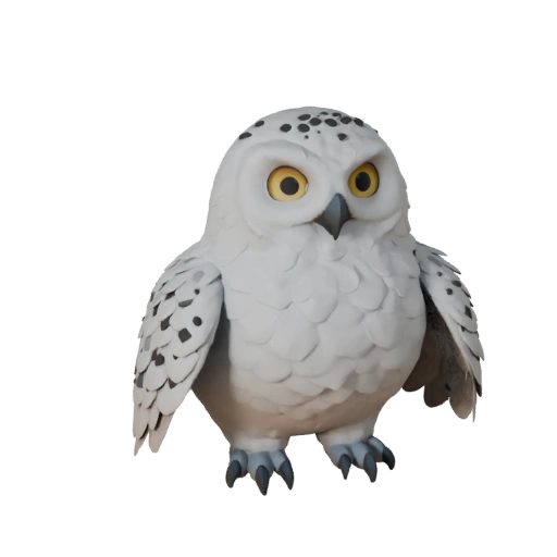 Modèle 3D Chouette Harfang Dessin Animé - Asset Stylisé pour Animation | PBR
