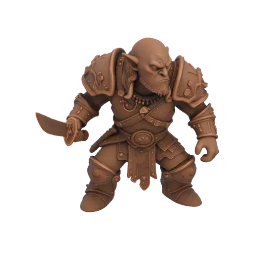 Fantasy Goblin Berserker Miniature STL, Drei-Viertel-Tabletop-Rendering, Resin-druckbare Feind-Miniatur mit Rüstung, Beutel;