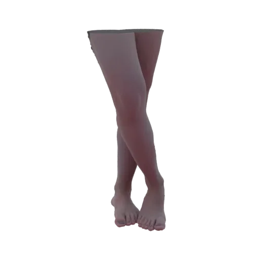 3D model of a female torso with legs crossed, rendered in a realistic style with smooth skin texture.