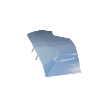 Stylized Water Spring Low Poly 3D model, game viewport three-quarter view, showing wet stone, water edges.