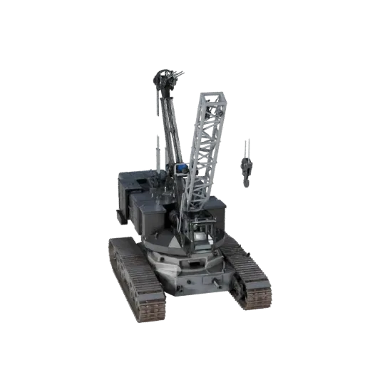 Tower Crane High Poly 3D model, close-up studio render, showing painted steel, large mechanical silhouettes.