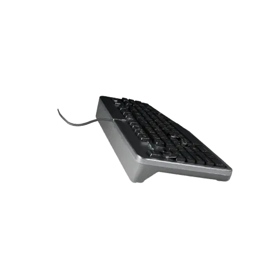 Home Office Keyboard 3D model, three-quarter front view, Unreal Engine viewport, showing plastic, form detail.