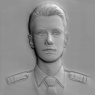 Барельеф молодого человека в военной форме