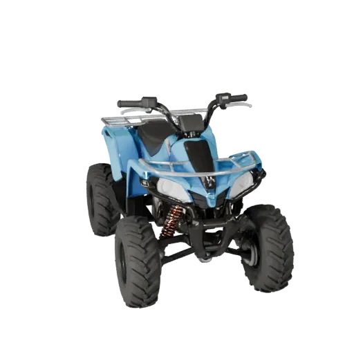 Modello 3D Quad Atv, vista studio tre quarti, asset veicolo pronto per l'animazione con equilibrio del telaio, scala delle ru