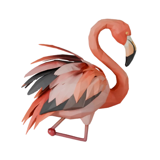Modelo 3D de Flamenco Baixo Poli - Asset de Jogo Unity com FBX | PBR