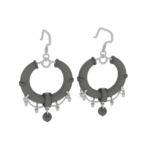 Chandelier Hoop Earrings print ready 3D model, studio profile shot, showing earring form, surface, and scale cues.