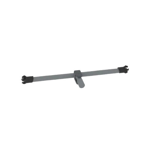 A 3D model of an adjustable metal support beam with visible joint mechanisms, rendered against a black background.