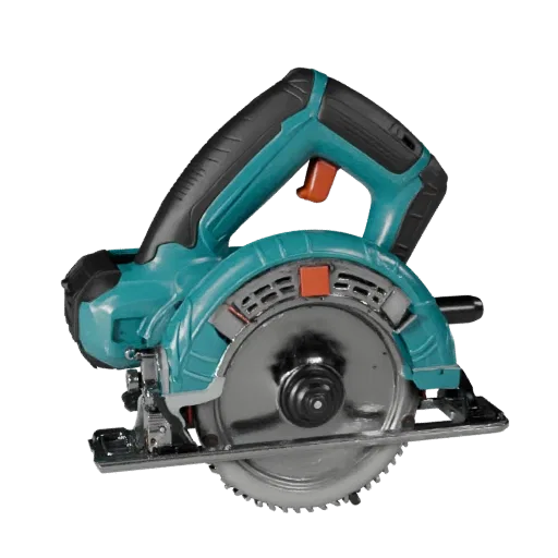 Cordless Circular Saw 3D model, side profile view, technical viewport render, showing molded plastic, ergonomic handles.