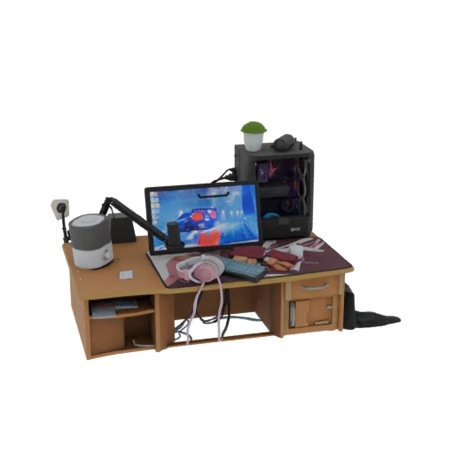 Gaming Desk Setup 3D Model