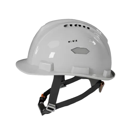 Utility Hard Hat Product Viz 3D model, three-quarter studio product render, showing plastic shells, form detail.