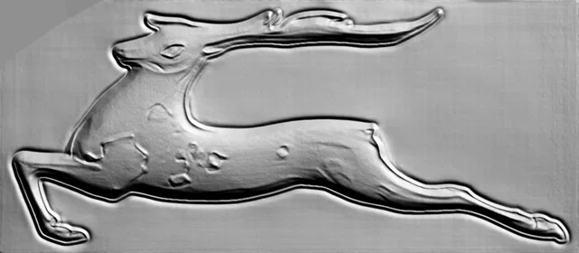 3D model of a leaping deer bas-relief in sculptural style