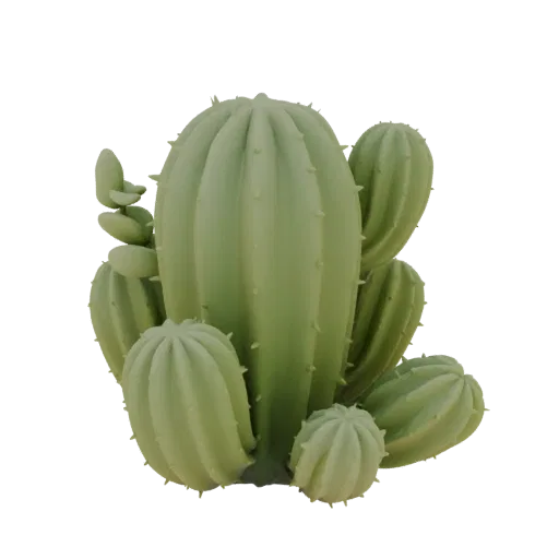 Cactus Desert Cluster Printable 3D model, isometric tabletop STL render, showing leaf clusters, terrain detail.
