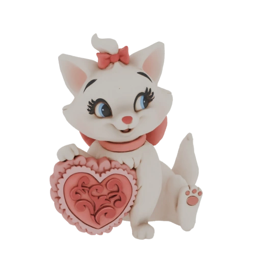 Marie Cat with Heart Figurine