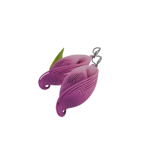 Purple Orchid Earrings 3D Model