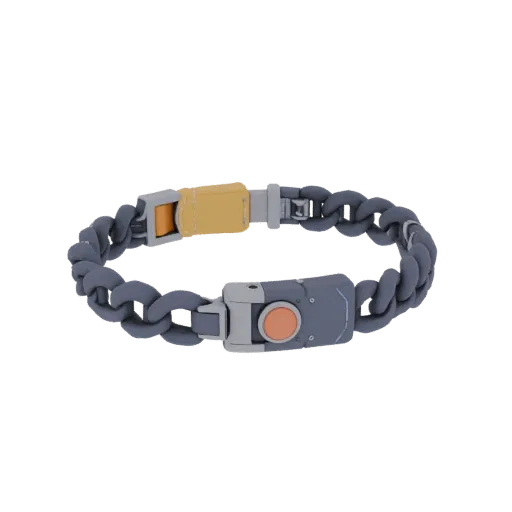 Cuff Charm Bracelet product viz 3D model, side view studio render, with clean topology and PBR shading on the bracelet.