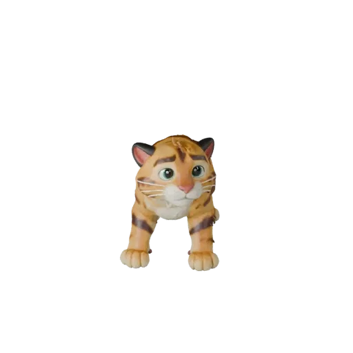 Modelo 3D de Gato Savannah Cartoon, render de vida selvagem em vista lateral, asset de animal estilizado com coxins de bigode