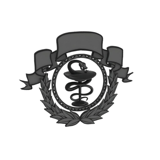 Caduceus Emblem with Laurel Wreath and Banner