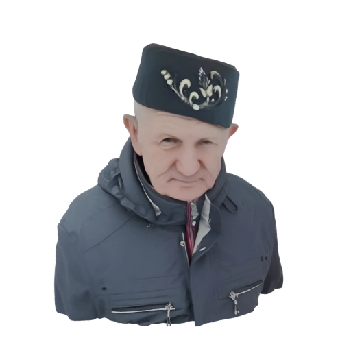 Elderly Man in Military Cap 3D Model
