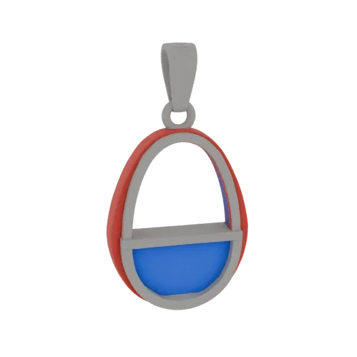 Minimal Charm druckfertiges 3D-Modell, Front-Dreiviertel-Studio-Render, zeigt Anhängerform, Oberfläche und Grössenhinweise.