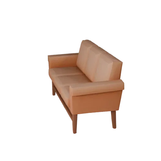 Sectional Sofa Low Poly 3D model, living room, game viewport three-quarter view, woven fabric detail.