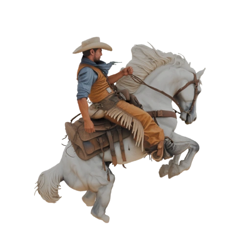 Bucking Bronco Cowboy 3D Model