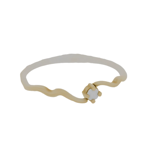 Wavy Gold Ring with Pearl