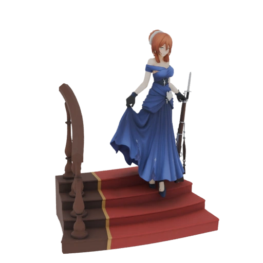 Elegant Ball Gown Figure with Rifle