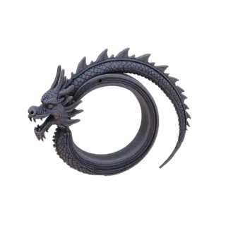 3D-Modell eines dunkelgrauen, ringförmig gerollten dekorativen Drachen-Blumentopfhalters