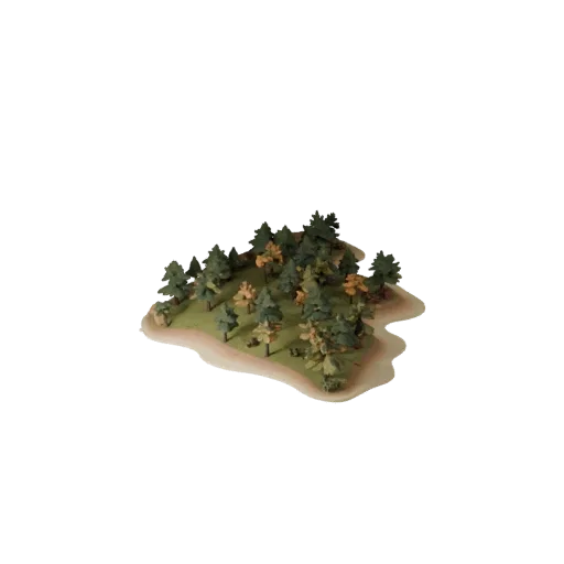 Autumn Woodland Biome Unreal Engine 3D model, top-down viewport view, showing terrain layers, terrain detail.