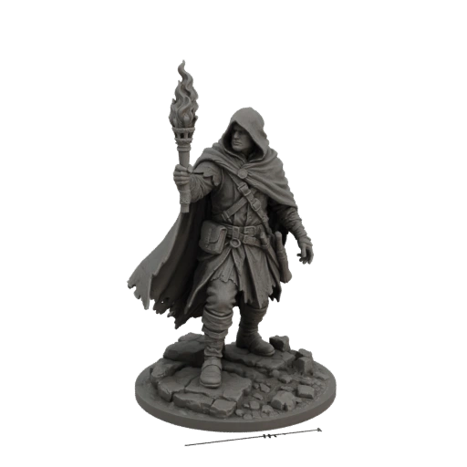 Hooded Adventurer with Torch Miniature