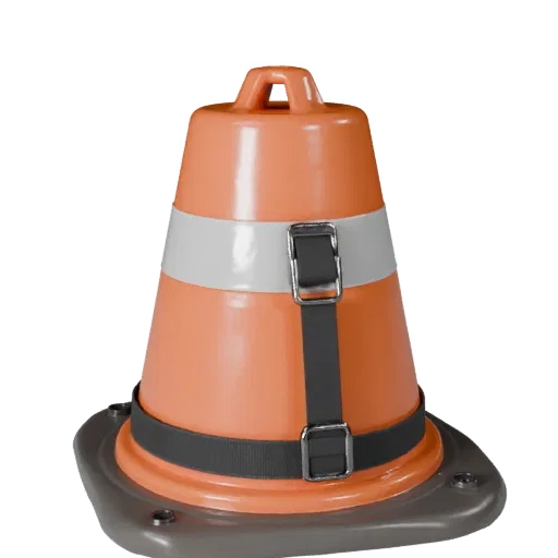 Site Safety Cone 3D model, side profile view, technical viewport render, showing plastic shells, form detail.