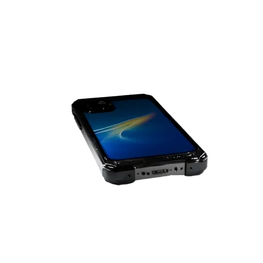 Rugged Smartphone Product Viz 3D model, three-quarter studio product render, showing glass screens, form detail.
