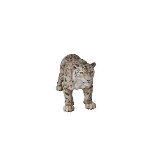 Modelo 3D de Leopardo-das-neves, render de vida selvagem em vista lateral, asset de animal pronto para Blender com conicidade