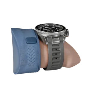 Diver Chronograph Watch 3D model, three-quarter front view, AR viewer studio render, showing metal cases, wrist scale.