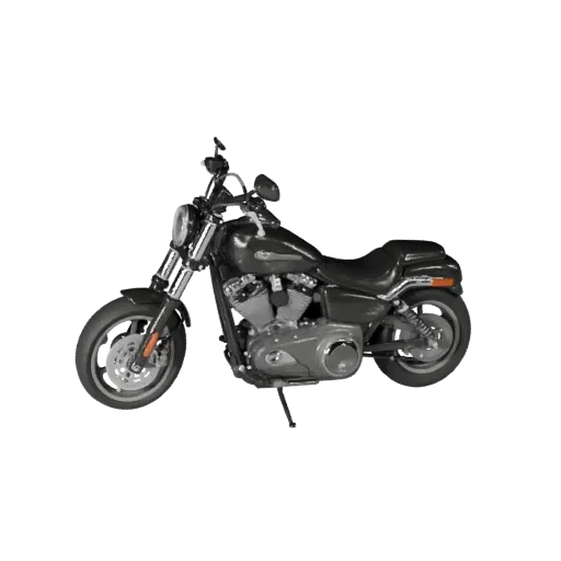 Modèle 3D de moto cruiser, vue de jeu en trois quarts, actif de véhicule prêt pour Unity avec équilibre du cadre, échelle de