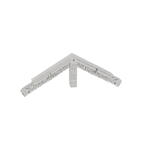 3D model of an ornate corner bracket with detailed floral carvings, presented in a clean white finish.