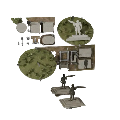 Forest Display Plinth modular kit 3D model preview showing rim shape, top-down kitbash view, height and ground texture