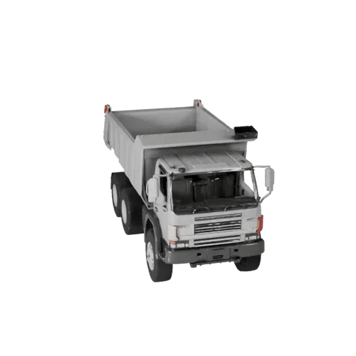 Modello 3D Dumper, vista di gioco a tre quarti, asset veicolo pronto per Unreal Engine con massa veicolare funzionante, spazi