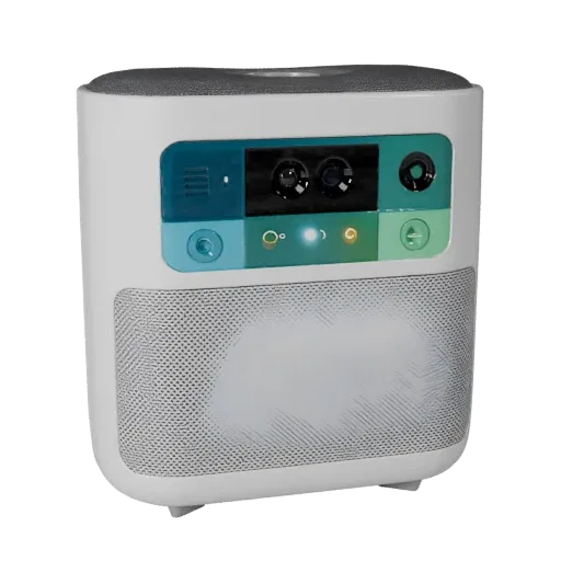 Kitchen Smart Speaker Stylized 3D model, stylized isometric render, showing white plastic, compact device geometry.