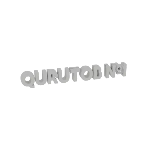 Una renderización 3D del texto 'QURUTOD N°1' en una fuente audaz, blanca y en relieve sobre un fondo blanco liso.